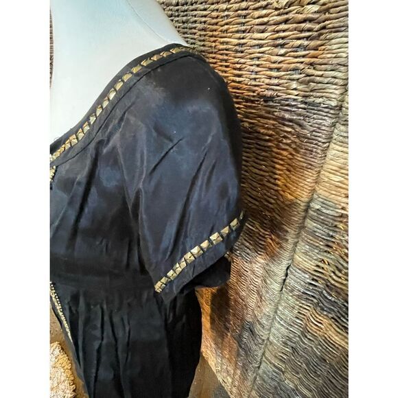 Limited Collection Black Ribbed Design With Gold/Medal Embellishment 100% Viscos - Picture 9 of 14